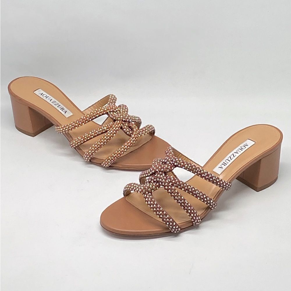 Aquazzura Crystal Leather Sandals size 36.5